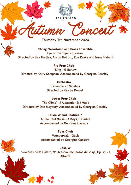 Songs for Autumn programme