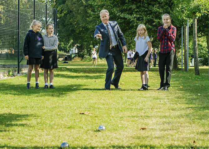 James playing boules
